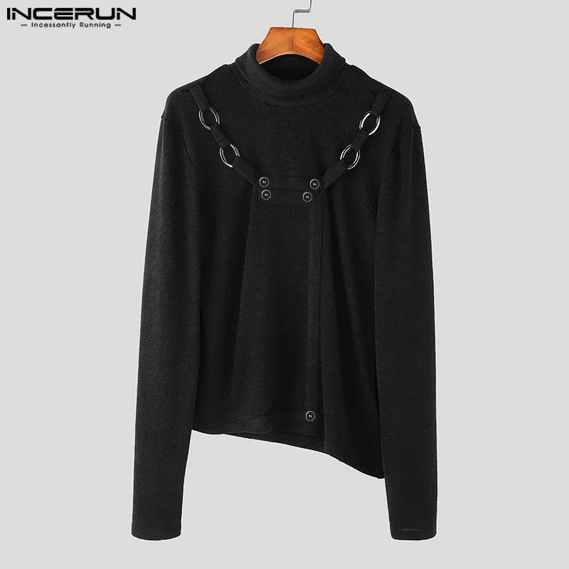 INCERUN 2024 Casual High Neck Sweater - Men's Solid Long Sleeves - Buy Center