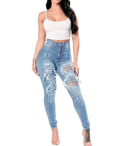 Liva Girl High Waist Ripped Jeans for Women - Skinny Denim Style - Buy Center