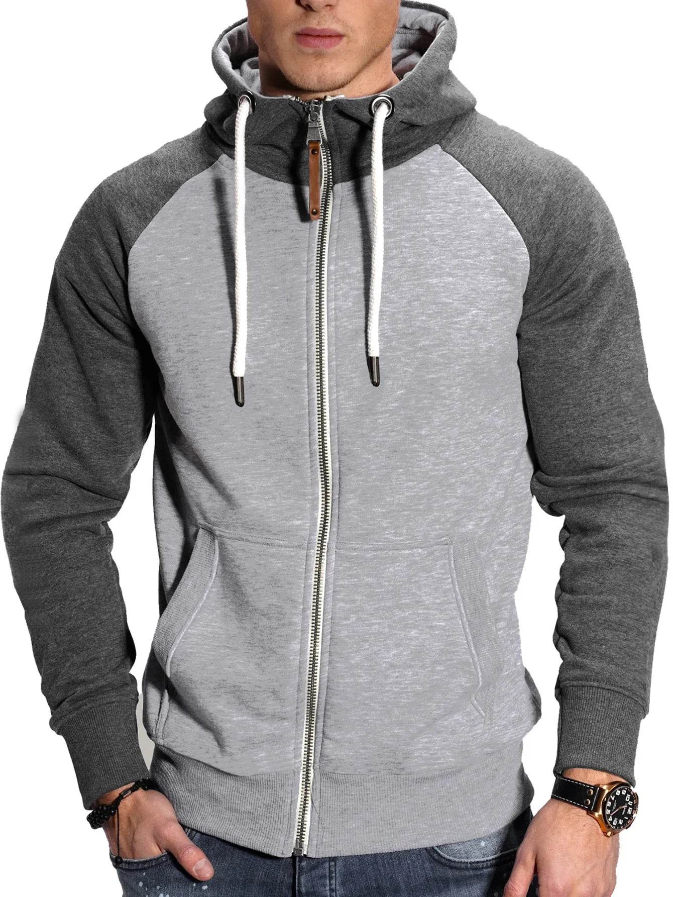 2024 Men's Hooded Cardigan - Zippered Casual Hoodie with Raglan Sleeves - Buy Center
