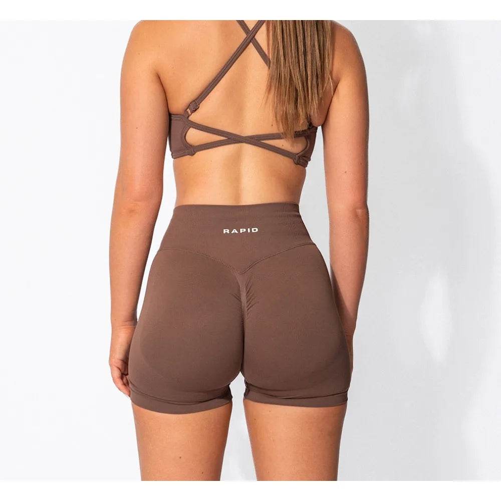 Women's Low Waist Seamless Yoga Shorts - Scrunch Bum Design - Buy Center