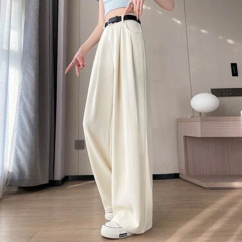 Elegant High Waist Wide Leg Trousers - Office Pants for Women - Buy Center