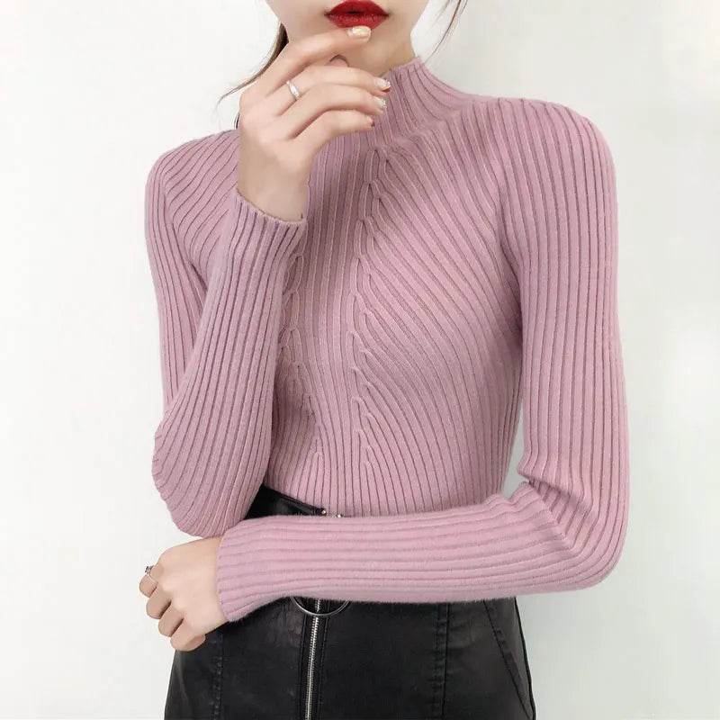 Women’s Slim Turtleneck Sweater - Casual Knit Pullover for Winter - Buy Center