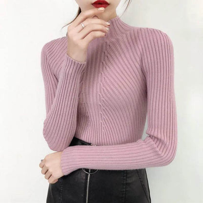 Women’s Slim Turtleneck Sweater - Casual Knit Pullover for Winter - Buy Center