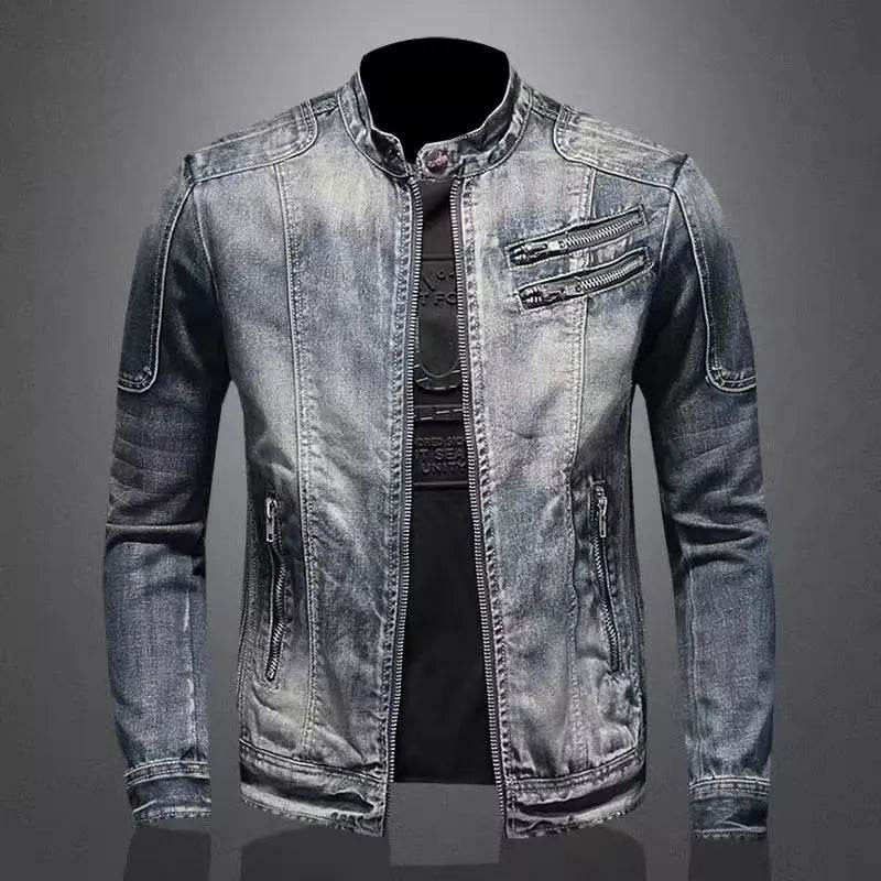 Wulend Men’s Slim Fit Denim Jacket - Casual Zipper Coat for Autumn - Buy Center
