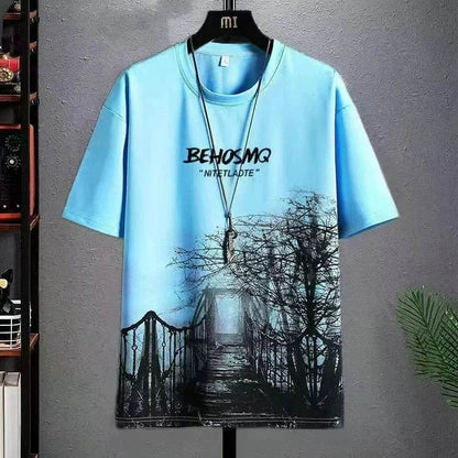 Men's Casual Summer Suit - Plus Size Round Neck Half Sleeve Top - Buy Center