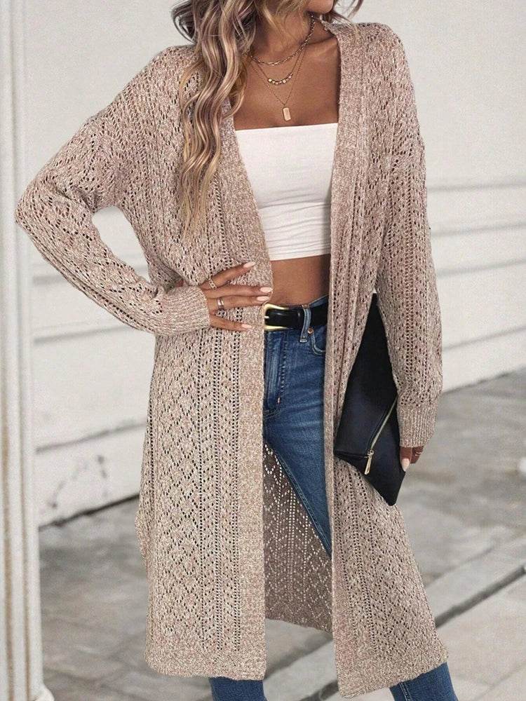Elegant Loose Fit Cardigan Sweater - Hollow Out Knitwear for Women - Buy Center