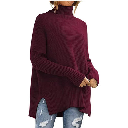 Stylish Women's Solid Turtleneck Sweater - Casual Pullover for Autumn - Buy Center
