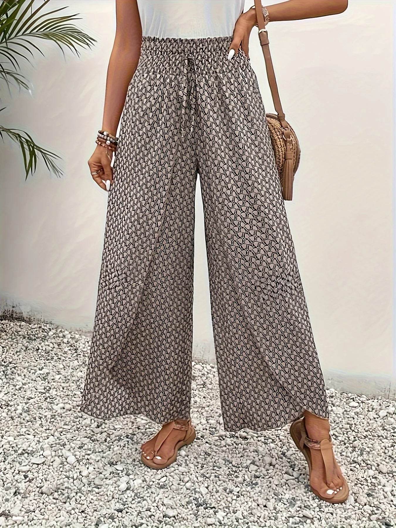 Elegant Wide Leg Pants for Women - Casual Beach Trousers - Buy Center