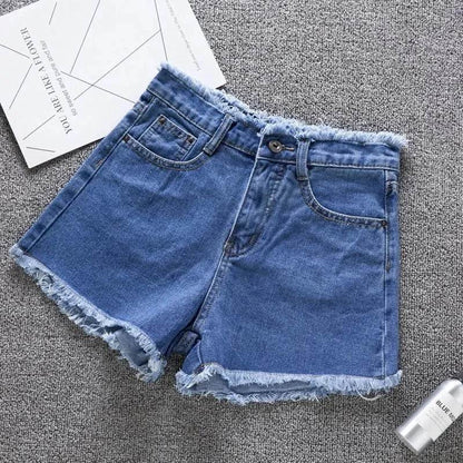 OKXGNZ Women's High Waist Denim Shorts - Casual Distressed Style - Buy Center