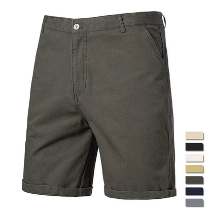 GQXAON Men's Solid Color Cotton Knee Shorts - Casual Bermuda Style - Buy Center