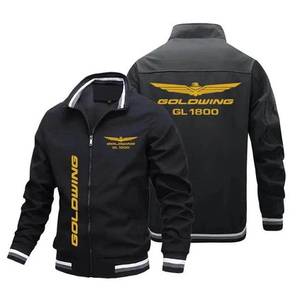 Men's Autumn/Winter Driver Jacket - Golden Wings & Printed Logo Style - Buy Center