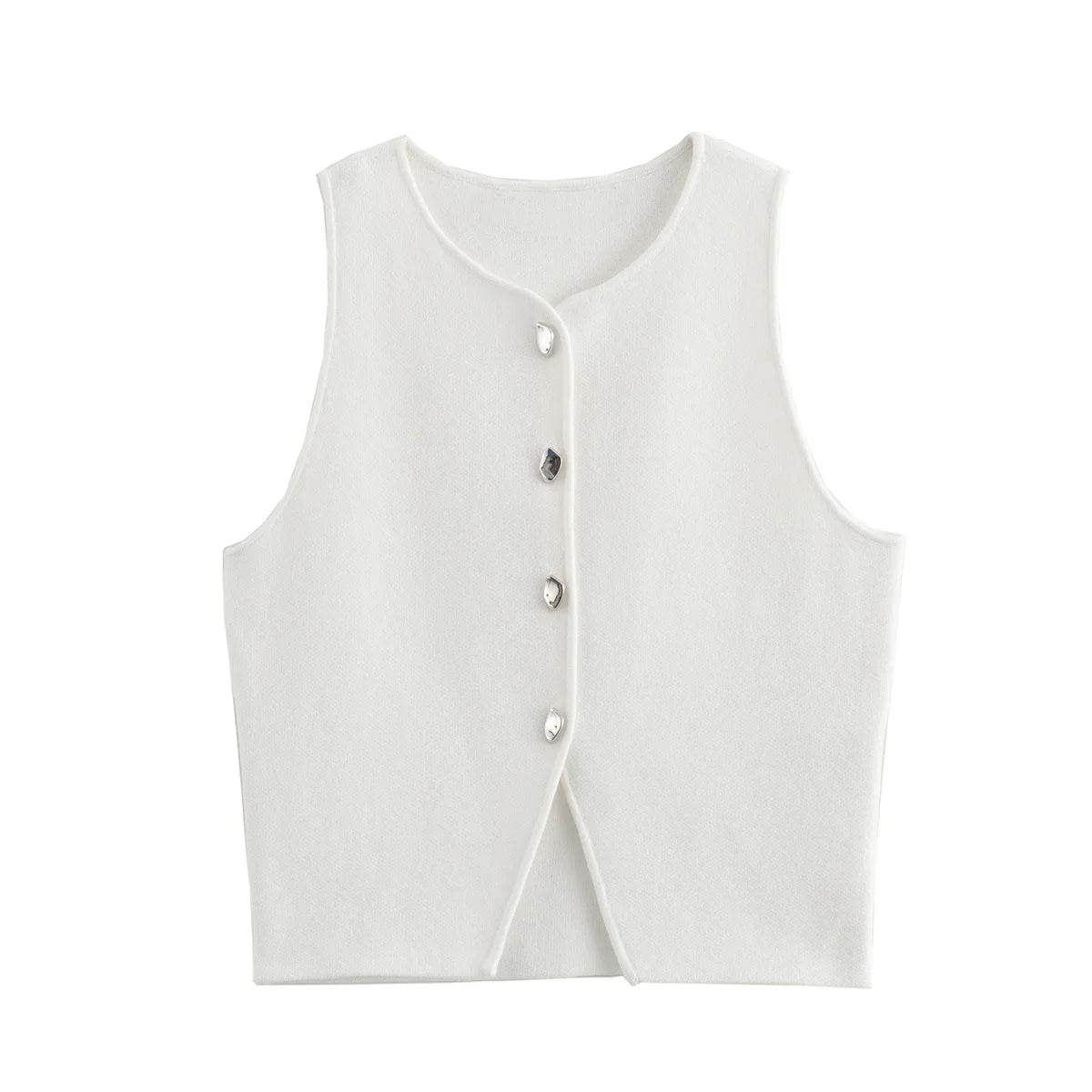 MsChuh Women’s Knitted Vest - Slim Cropped O-Neck for Summer 2024 - Buy Center