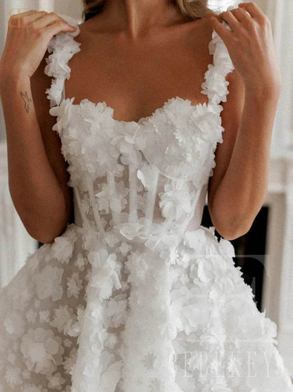 BEBEKEY Customized 3D Flower Mini Prom Dress - Spaghetti Straps A-Line - Buy Center