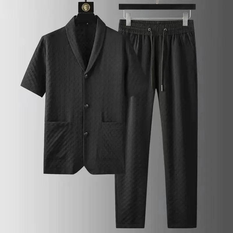2024 Men's Casual Two-Piece Set - Short Sleeve Ice Silk Suit - Buy Center