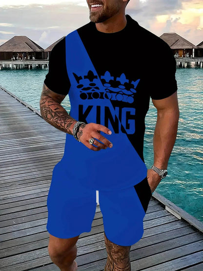 2025 Men's Casual 3D Printed Suit - Black and Blue Outdoor Fashion - Buy Center