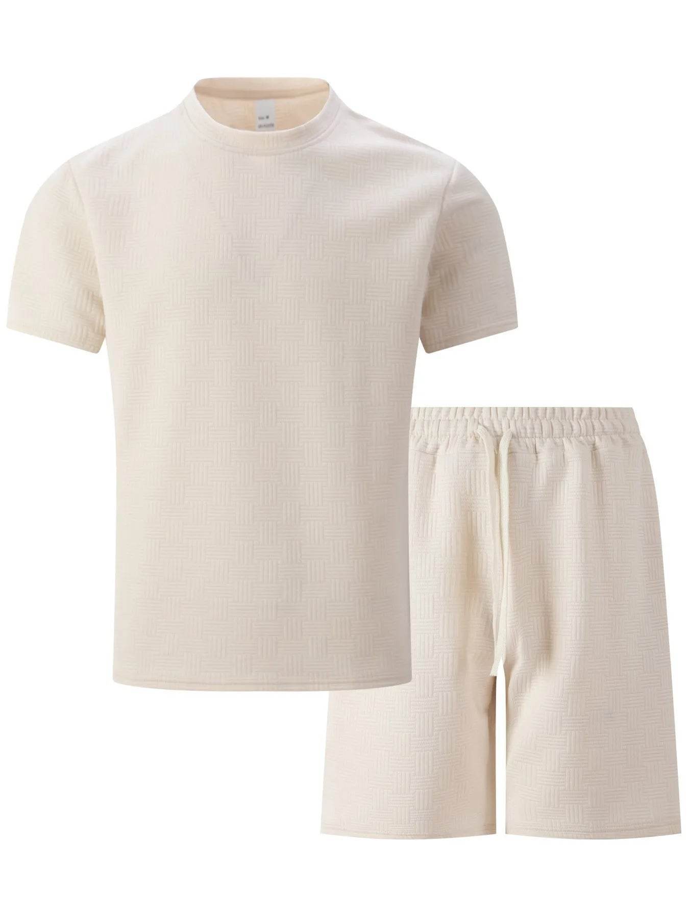 Men's Summer Leisure Suit - Solid Color T-Shirt & Drawstring Shorts Set - Buy Center