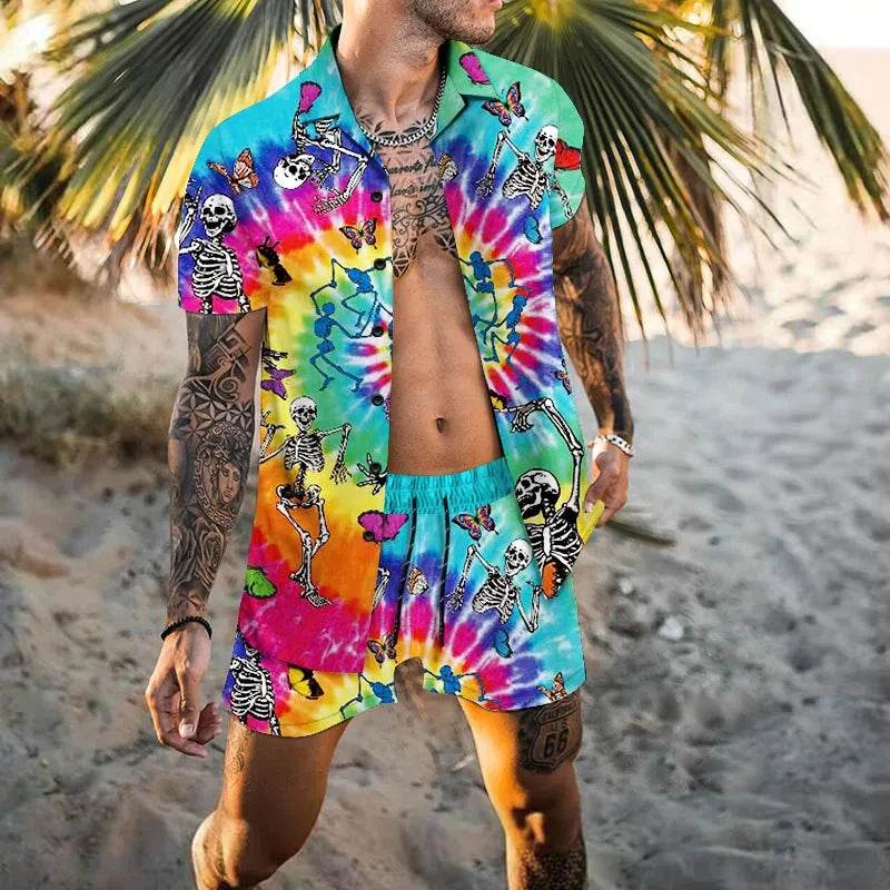 Hawaiian Men’s Cardigan 2-Piece Set - Summer Short Sleeve & Shorts - Buy Center
