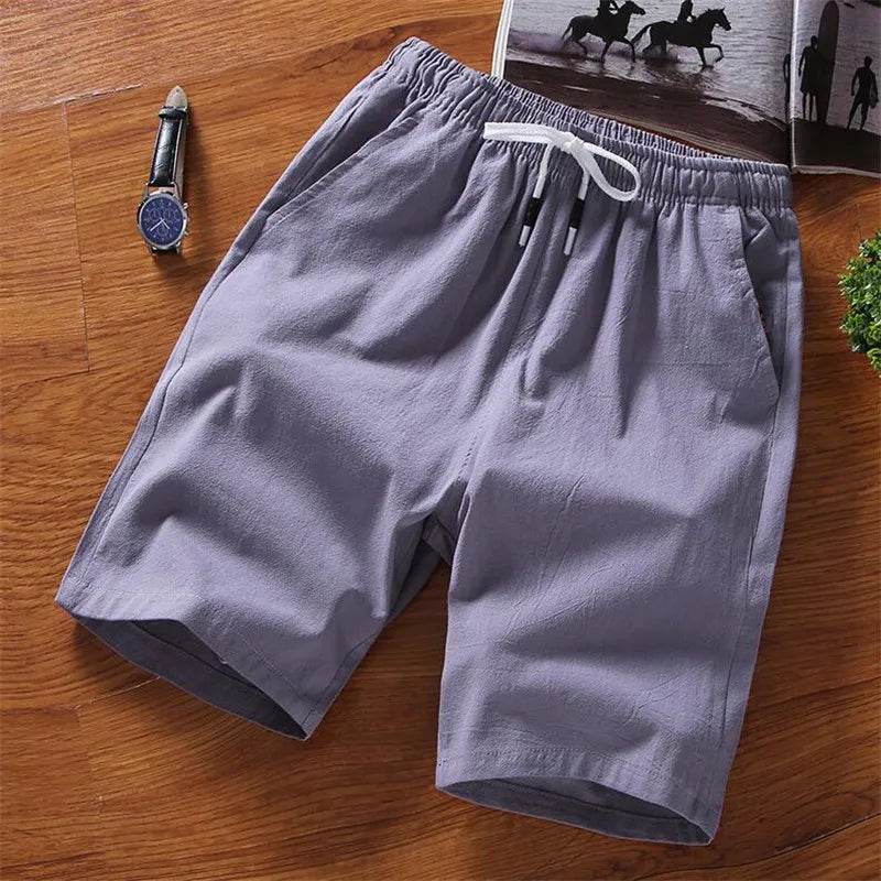 Asyabuykal Men's Slim Fit Knee Length Shorts - Cotton Linen, Breathable Summer Wear - Buy Center