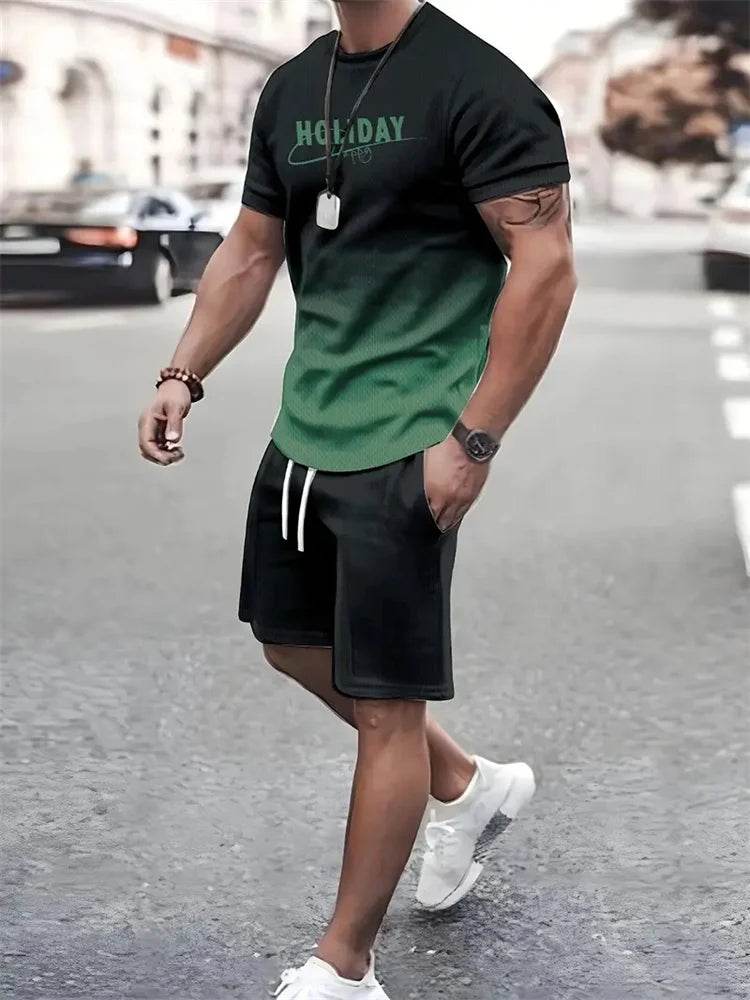 YEAE Men's Summer 2-Piece Suit - Casual 3D Print T-Shirt & Shorts - Buy Center