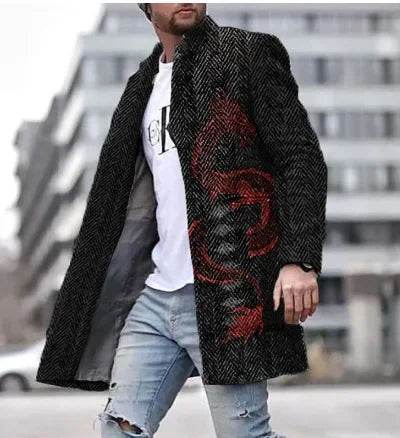 Men's Spring Woolen Trench Coat - Casual Street Style with Pockets - Buy Center