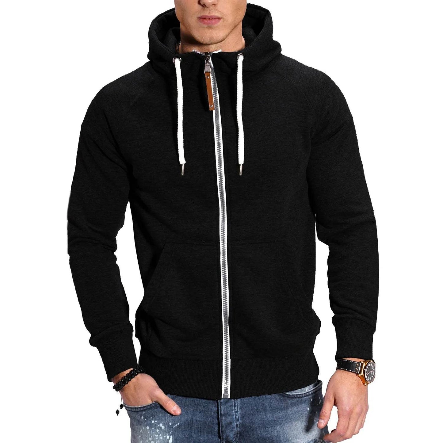2024 Men's Hooded Cardigan - Zippered Casual Hoodie with Raglan Sleeves - Buy Center