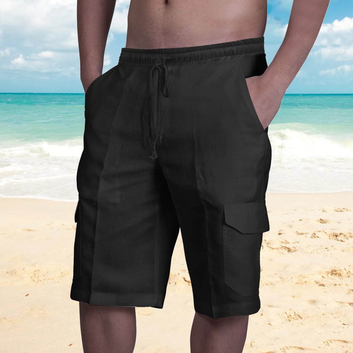 Men's Casual Cotton and Linen Shorts - Comfortable Beach Overalls - Buy Center
