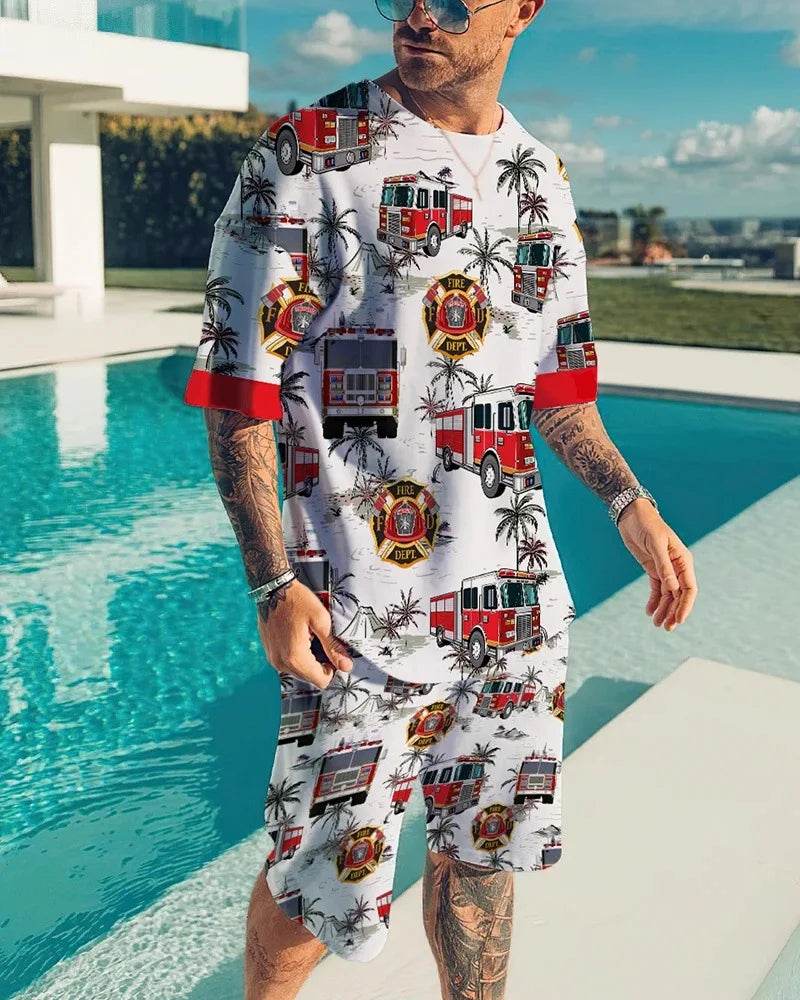 Men's Summer 3D Printed Tracksuit Set - Casual Eagle Design - Buy Center