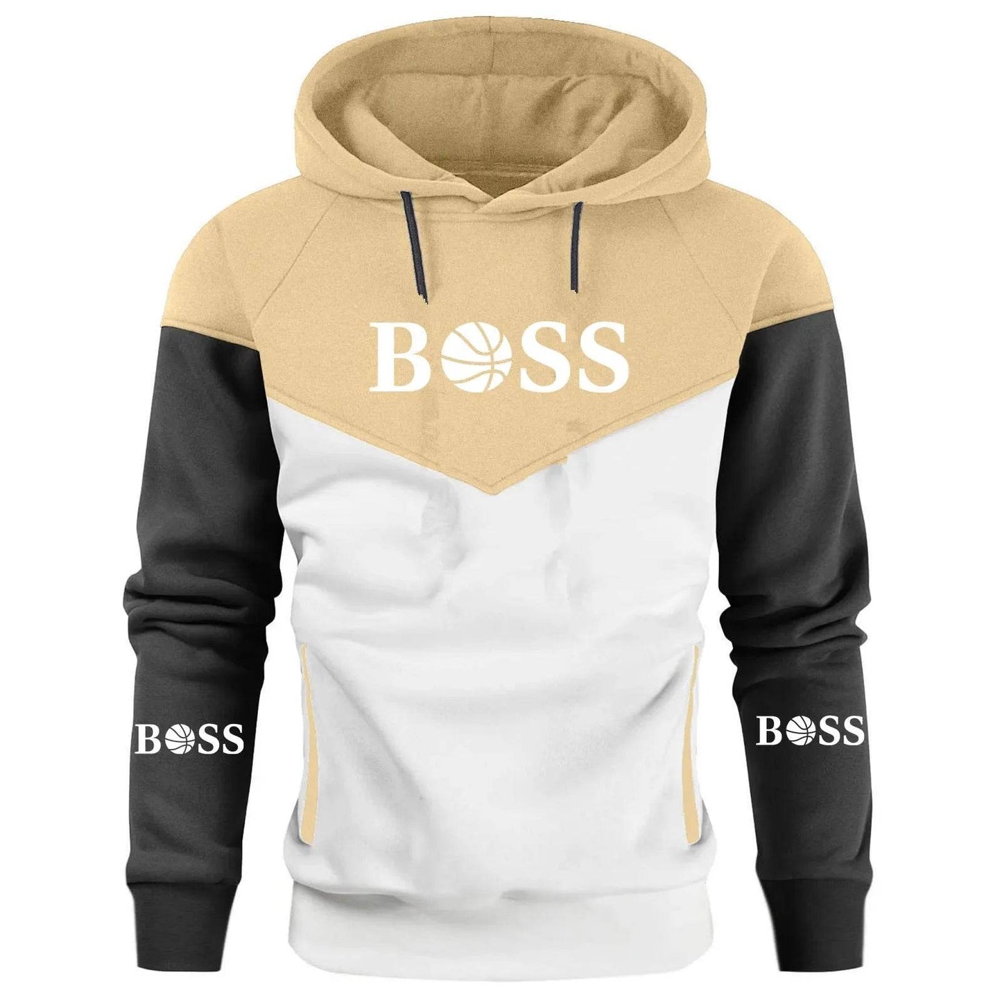 Men's Patchwork Hoodie - Fleece Thermal Sportswear for Fall Winter - Buy Center