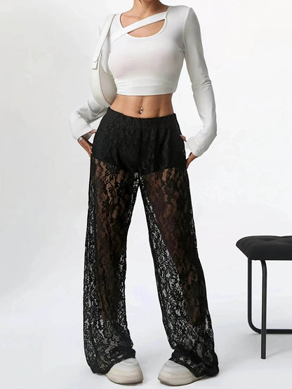 Women's Personalized Lace Jacquard Pants - Spring/Summer Casual Style - Buy Center