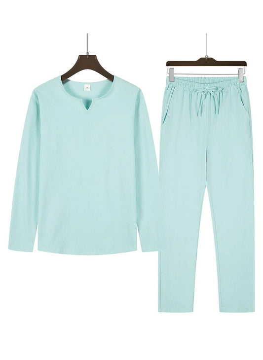 GYKMH Men's 2pcs Suit Set - Casual V-Neck Shirt & Sweatpants - Buy Center