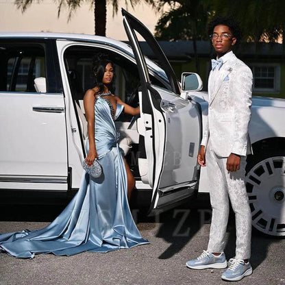 Luxury Rhinestone Mermaid Prom Dress - Sexy High Slit Gown for Girls - Buy Center