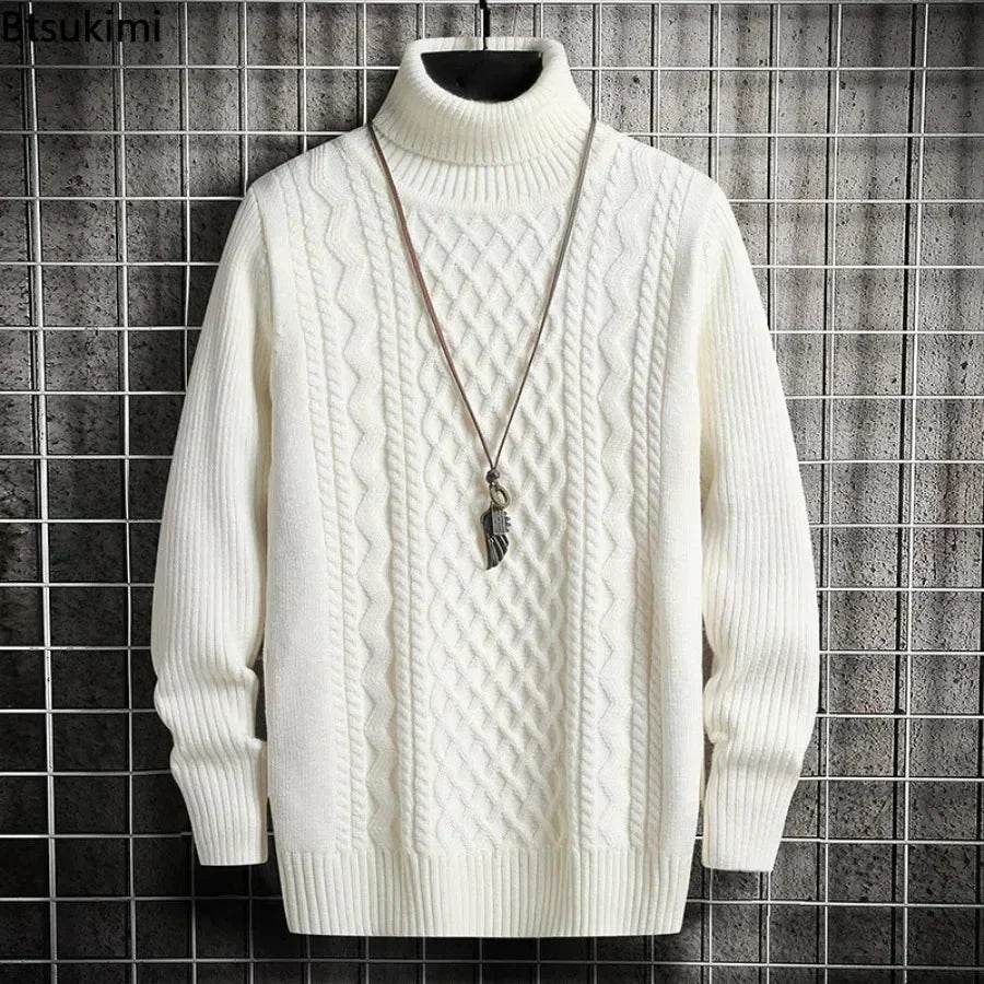 2025 Men's Winter Warm Turtleneck Sweaters Knitted Thick Pullover Casual Sweaters High Neck Knited Solid Color Jumpers for Men - Buy Center