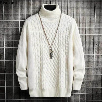 2025 Men's Winter Warm Turtleneck Sweaters Knitted Thick Pullover Casual Sweaters High Neck Knited Solid Color Jumpers for Men - Buy Center