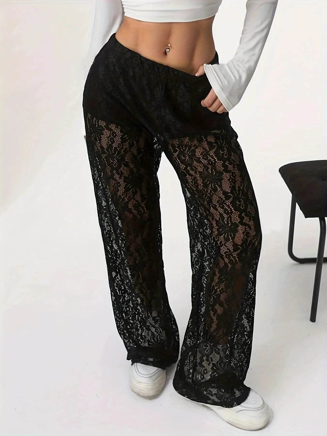 Women's Personalized Lace Jacquard Pants - Spring/Summer Casual Style - Buy Center
