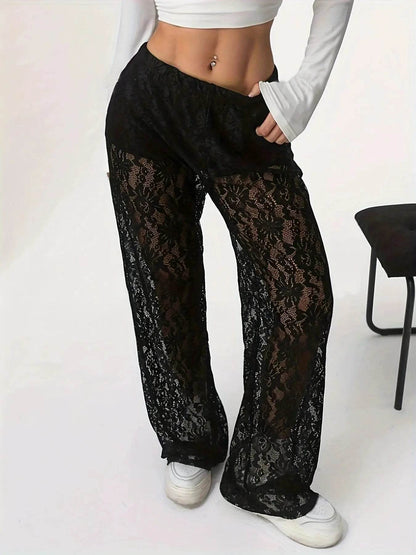Women's Personalized Lace Jacquard Pants - Spring/Summer Casual Style - Buy Center