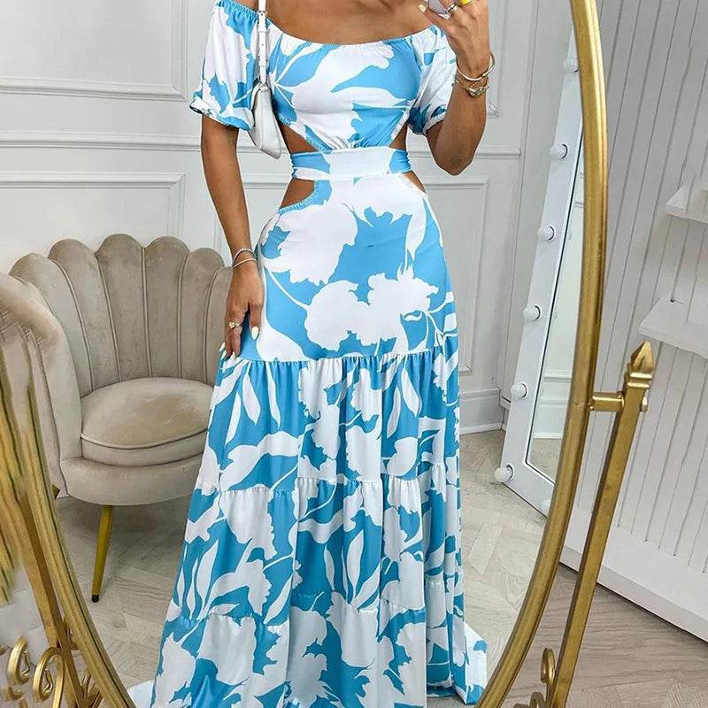 2024 Summer Women's Maxi Dress - Slim Fit, Off-Shoulder Design - Buy Center