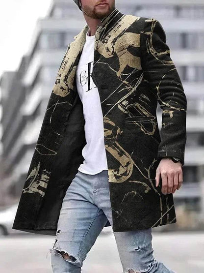 Men's Spring Woolen Trench Coat - Casual Street Style with Pockets - Buy Center