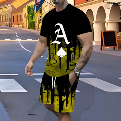 Men's Fast-Drying Sports Suit - 3D Gradual Change Polyester Design - Buy Center