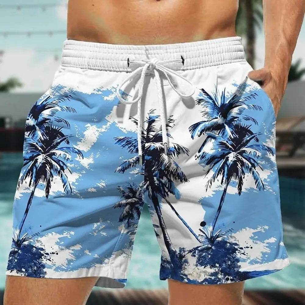2024 Casual Men's Drawstring Shorts - Quick Dry Coconut Tree Print - Buy Center