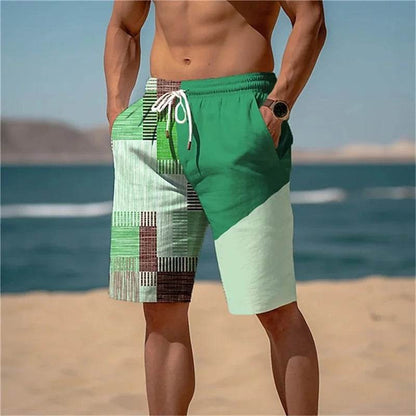 MCDV Men's Swim Trunks - Drawstring, Breathable Retro Patchwork Shorts - Buy Center