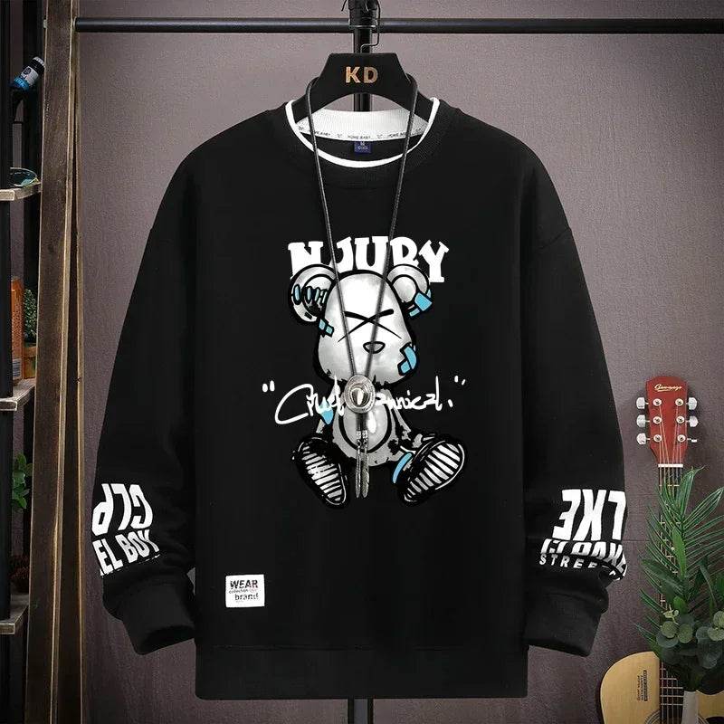 Cool Bear Print Mens Sweatshirt - Fashionable O-Neck Long Sleeve Top - Buy Center