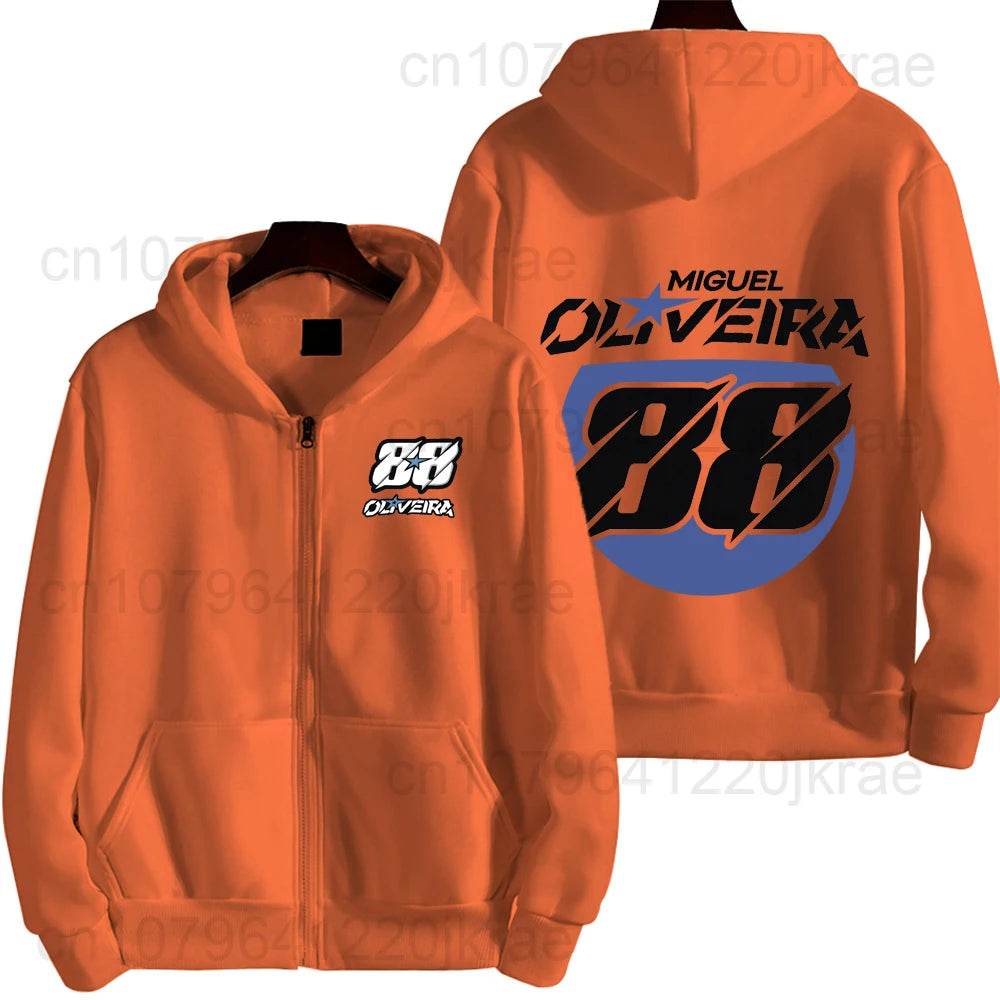 Miguel Oliveira 88 Logo Men's Zip Up Hoodie - Casual Spring Autumn Wear - Buy Center