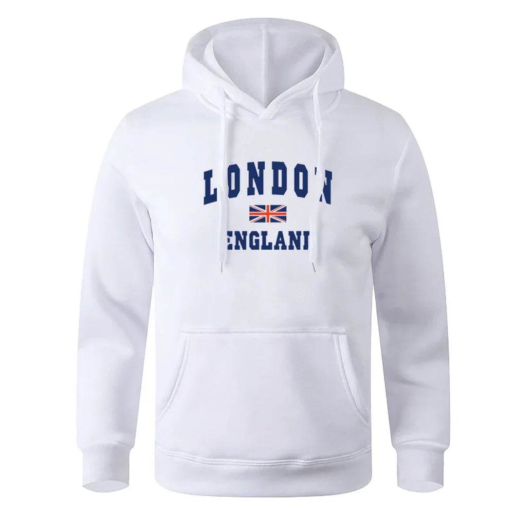 London Print Men's Hoodie - Casual Long Sleeve Sport Apparel - Buy Center