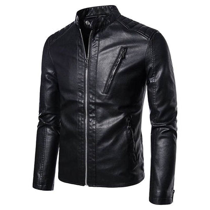 TRAF Men's Spring Autumn Leather Jacket - Slim Fit Fashion Outerwear - Buy Center