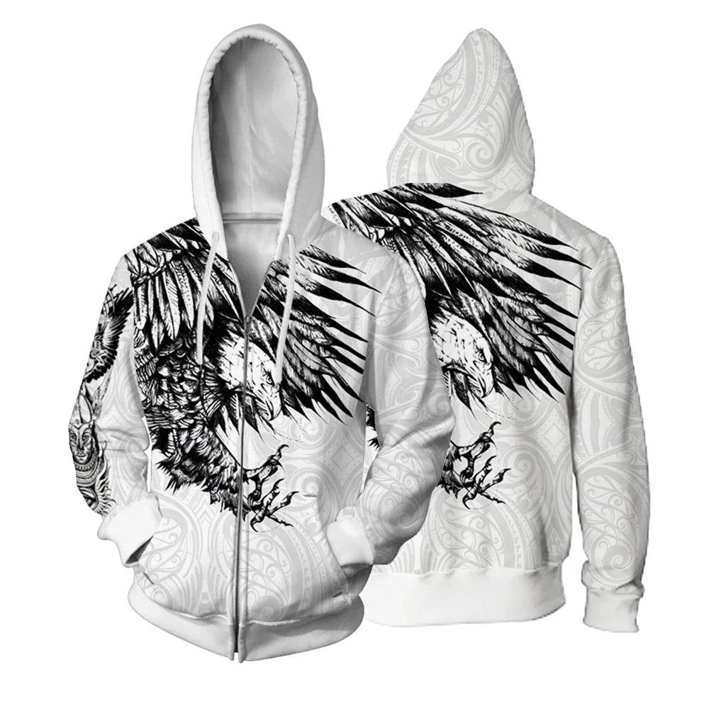 Autumn Hoodies for Men - Comfortable Skull Print Zip Sweatshirt - Buy Center