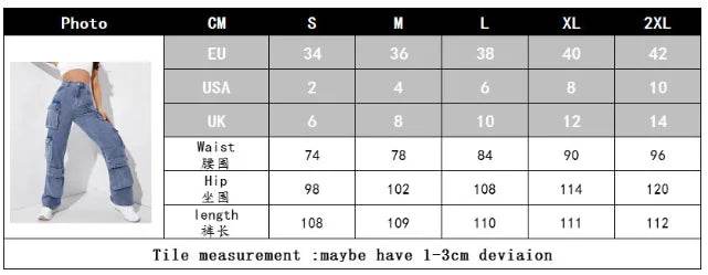 Trendy Women's High Waist Cargo Jeans - Distressed Denim Streetwear - Buy Center