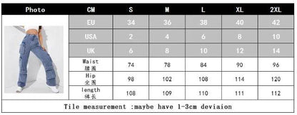 Trendy Women's High Waist Cargo Jeans - Distressed Denim Streetwear - Buy Center