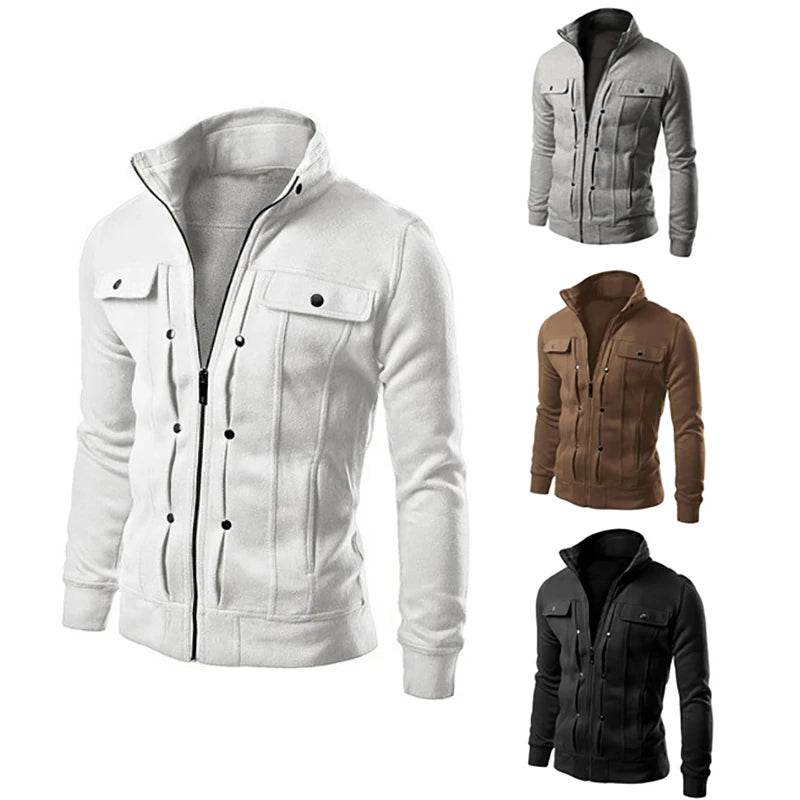 Men's Casual Zipper Jacket - Spring Autumn Stand Collar Outerwear - Buy Center