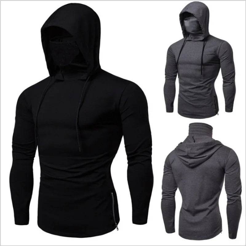 Men's Thin Hoodie with Mask - Short Sleeve Casual Cycling Top - Buy Center