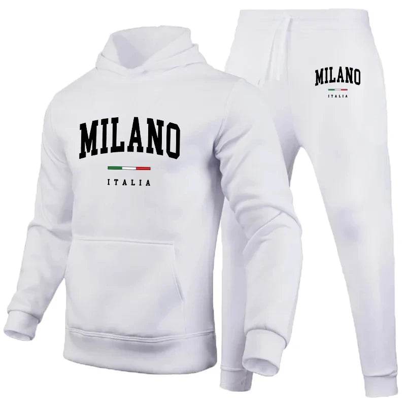 Milano Print Men's Luxury Hoodie Set - Casual Sweatshirt & Jogging Trousers - Buy Center